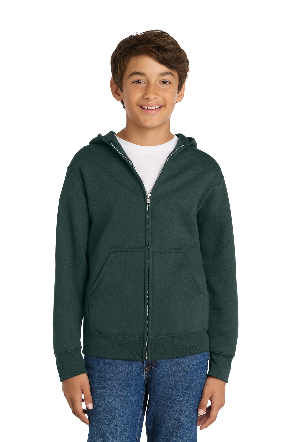 Port & Co™ Youth Core Fleece Full-Zip Hooded Sweatshirt.  PC90YZH