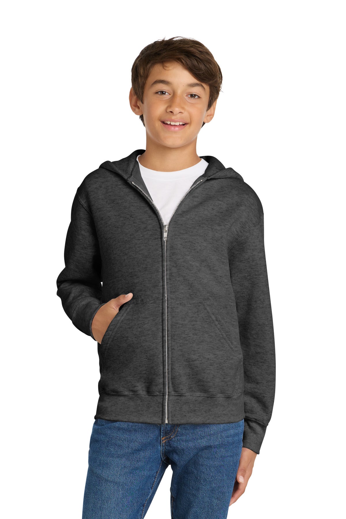 Port & Co™ Youth Core Fleece Full-Zip Hooded Sweatshirt.  PC90YZH