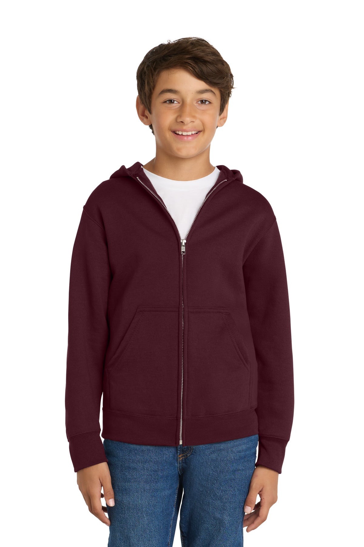 Port & Co™ Youth Core Fleece Full-Zip Hooded Sweatshirt.  PC90YZH