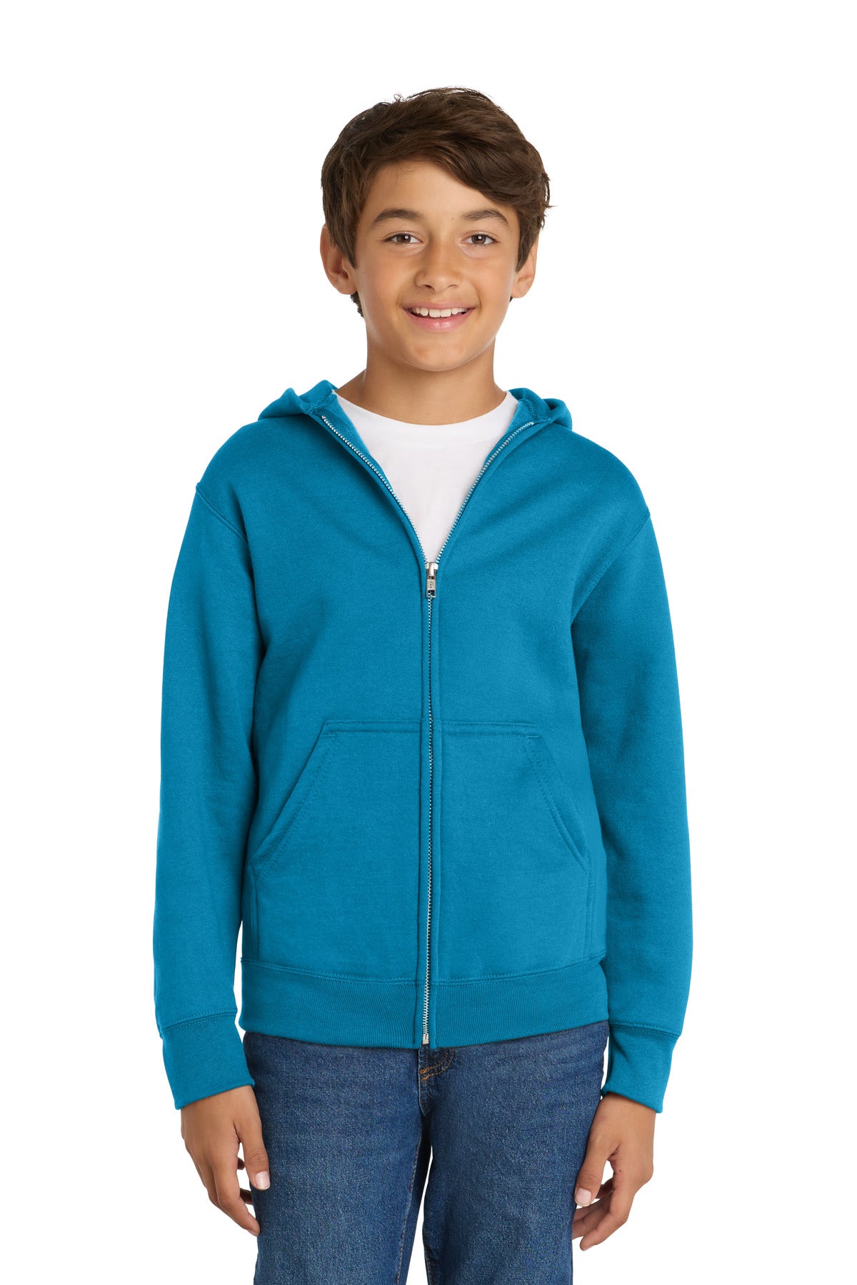 Port & Co™ Youth Core Fleece Full-Zip Hooded Sweatshirt.  PC90YZH