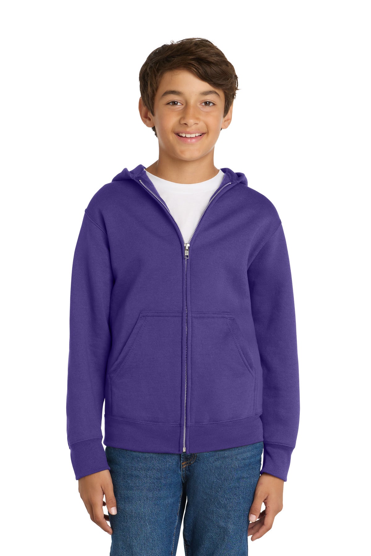 Port & Co™ Youth Core Fleece Full-Zip Hooded Sweatshirt.  PC90YZH