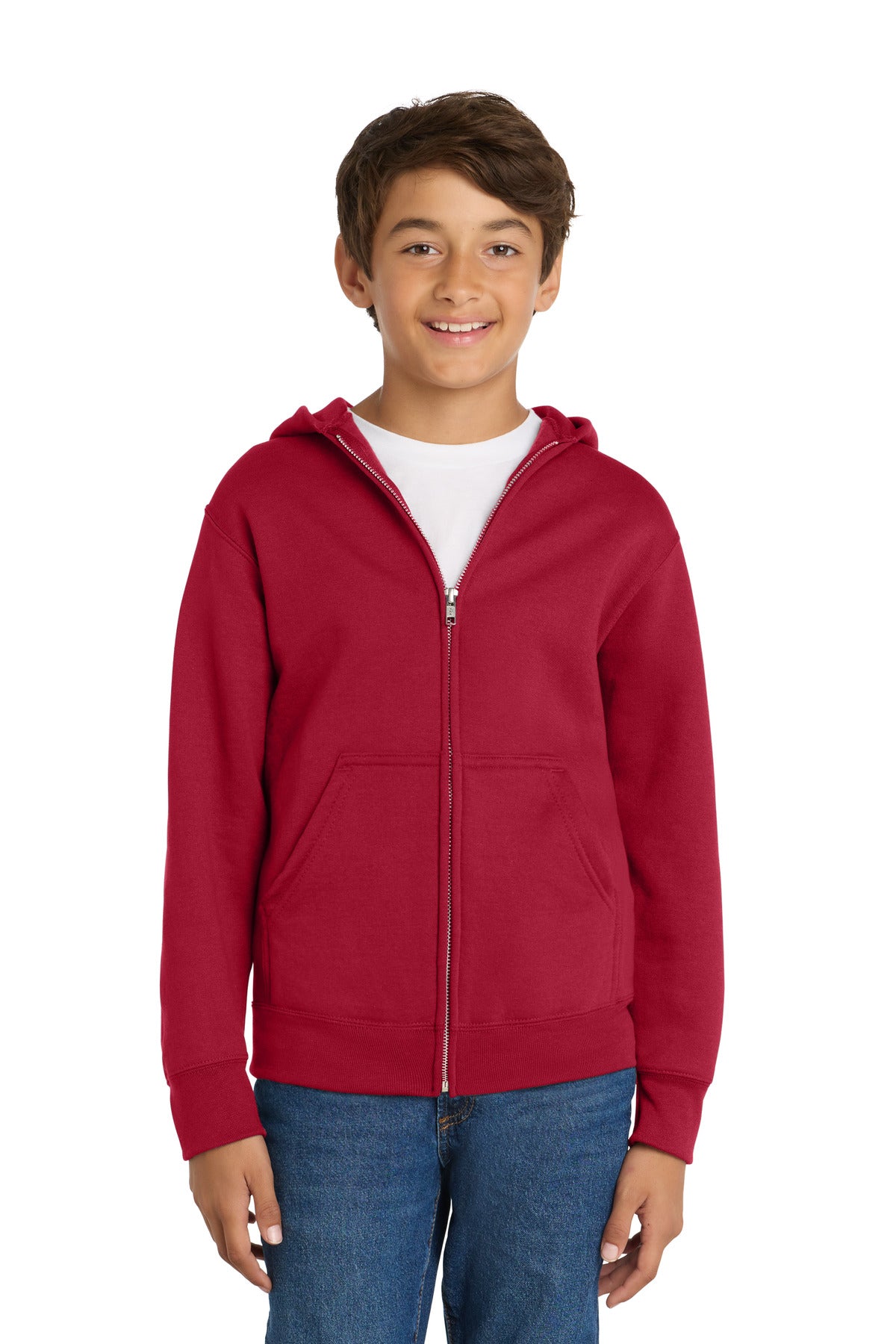Port & Co™ Youth Core Fleece Full-Zip Hooded Sweatshirt.  PC90YZH
