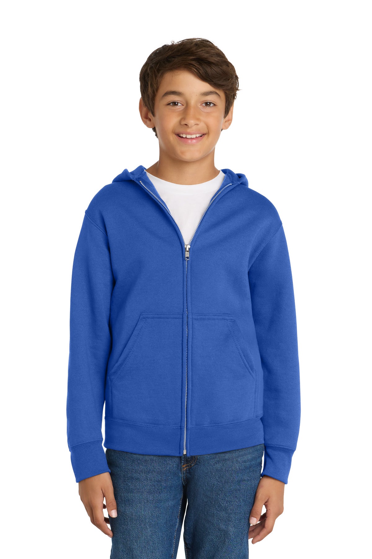 Port & Co™ Youth Core Fleece Full-Zip Hooded Sweatshirt.  PC90YZH