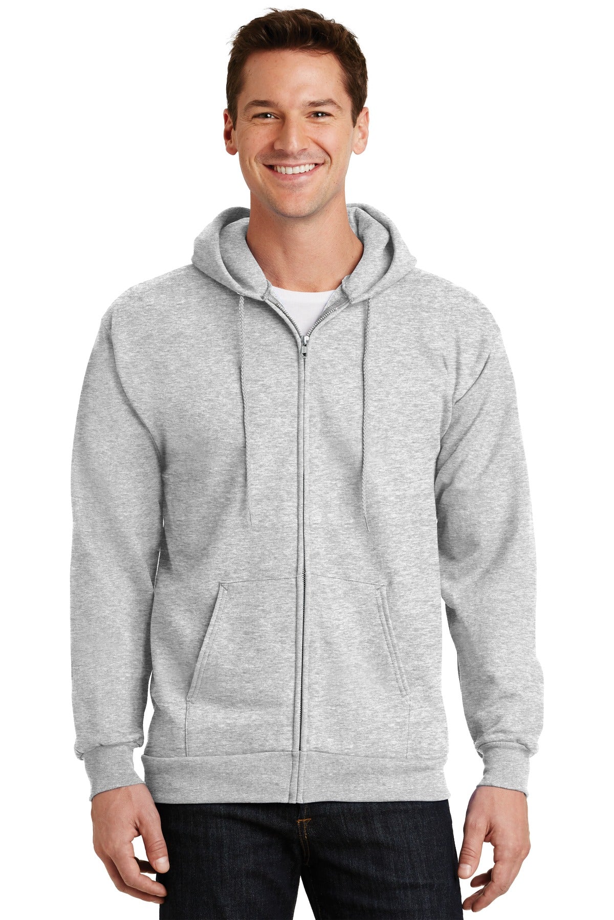 Port & Co™ Essential Fleece Full-Zip Hooded Sweatshirt.  PC90ZH