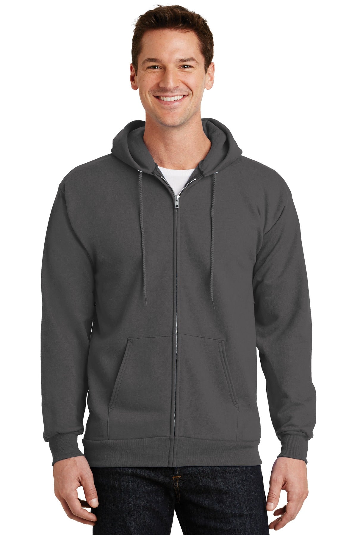 Port & Co™ Essential Fleece Full-Zip Hooded Sweatshirt.  PC90ZH