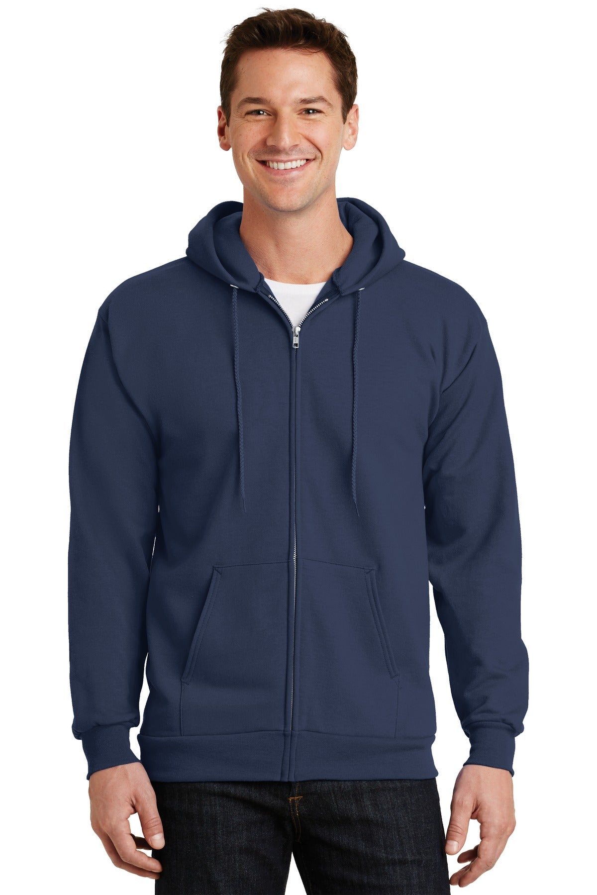 Port & Co™ Essential Fleece Full-Zip Hooded Sweatshirt.  PC90ZH