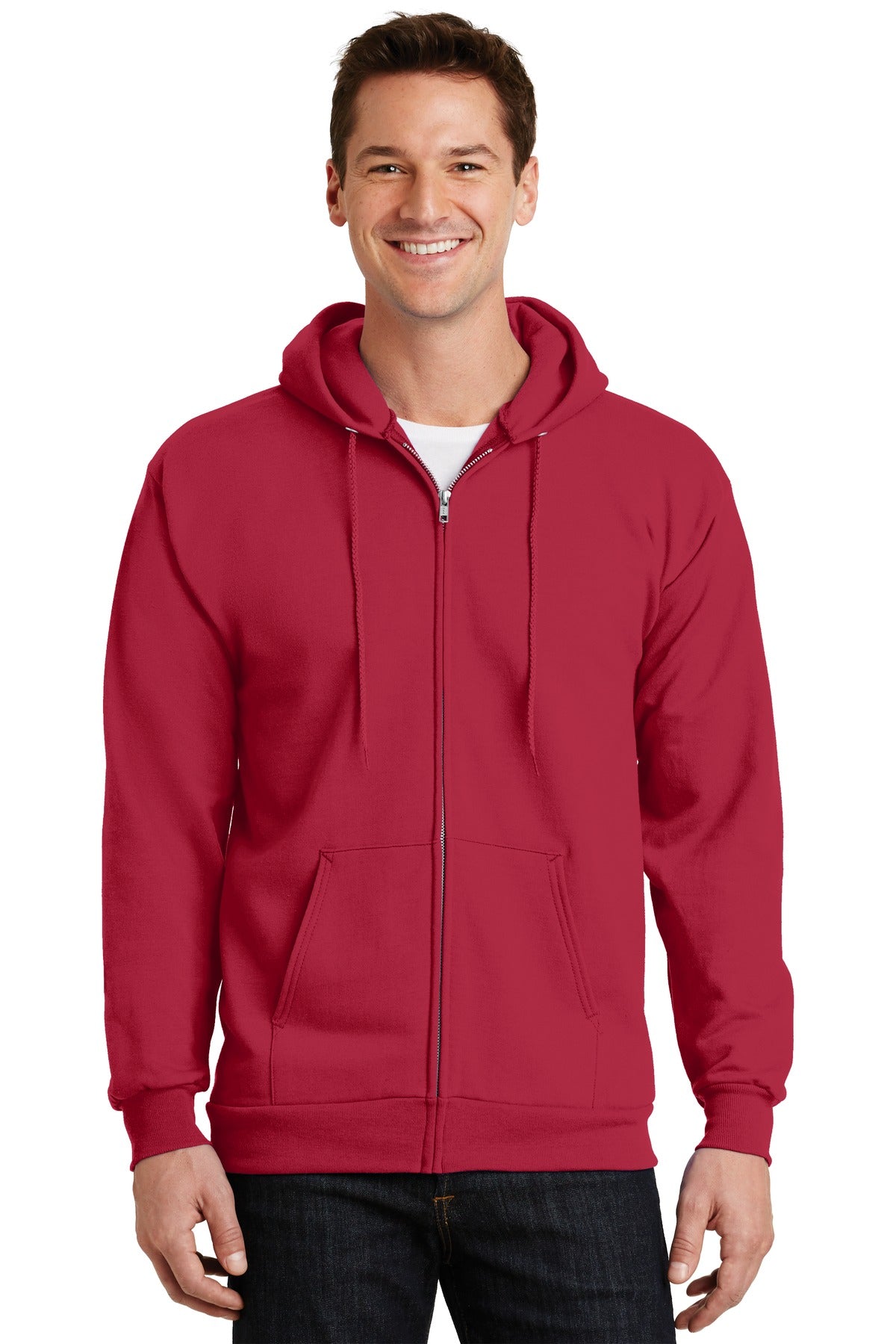 Port & Co™ Essential Fleece Full-Zip Hooded Sweatshirt.  PC90ZH
