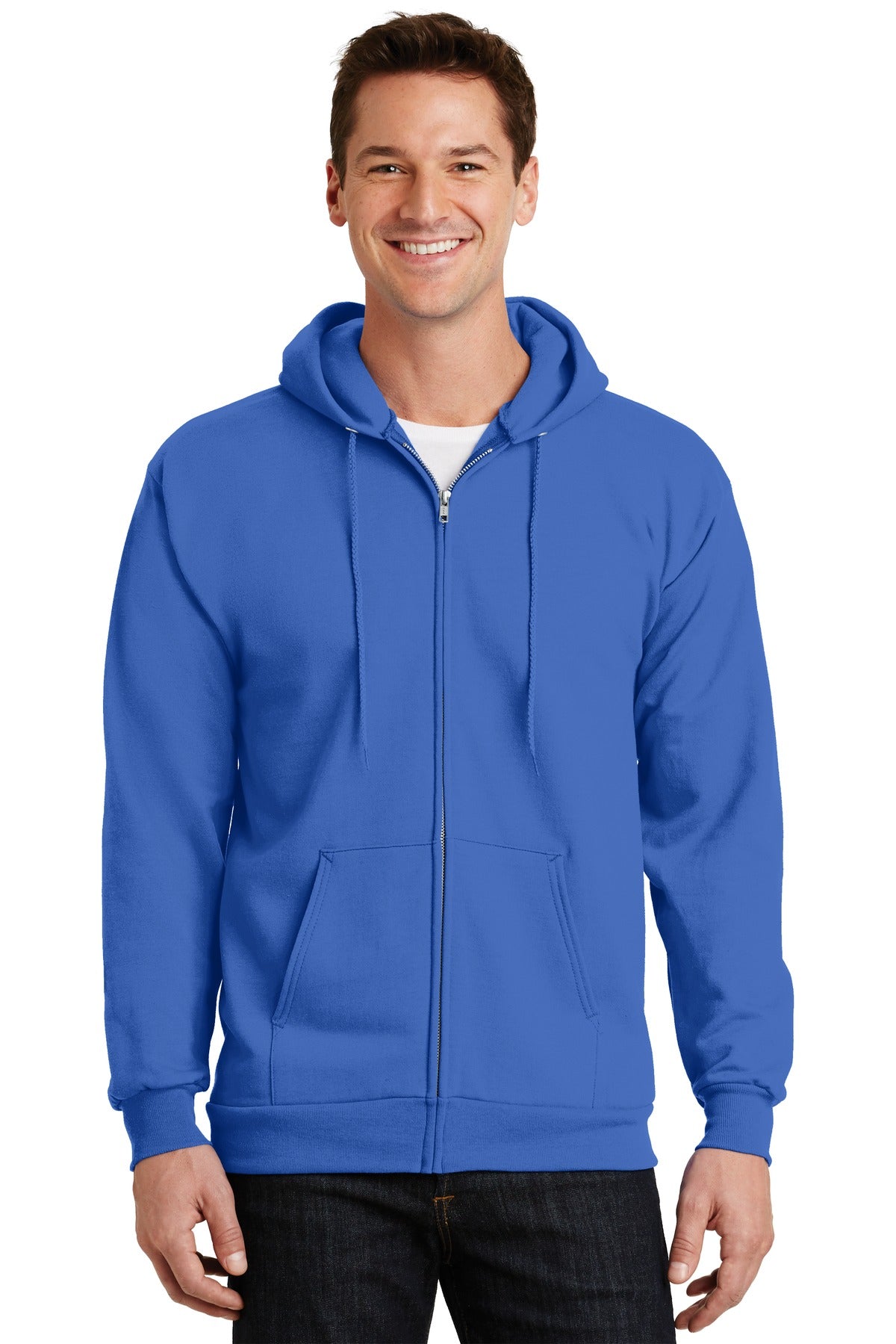 Port & Co™ Essential Fleece Full-Zip Hooded Sweatshirt.  PC90ZH