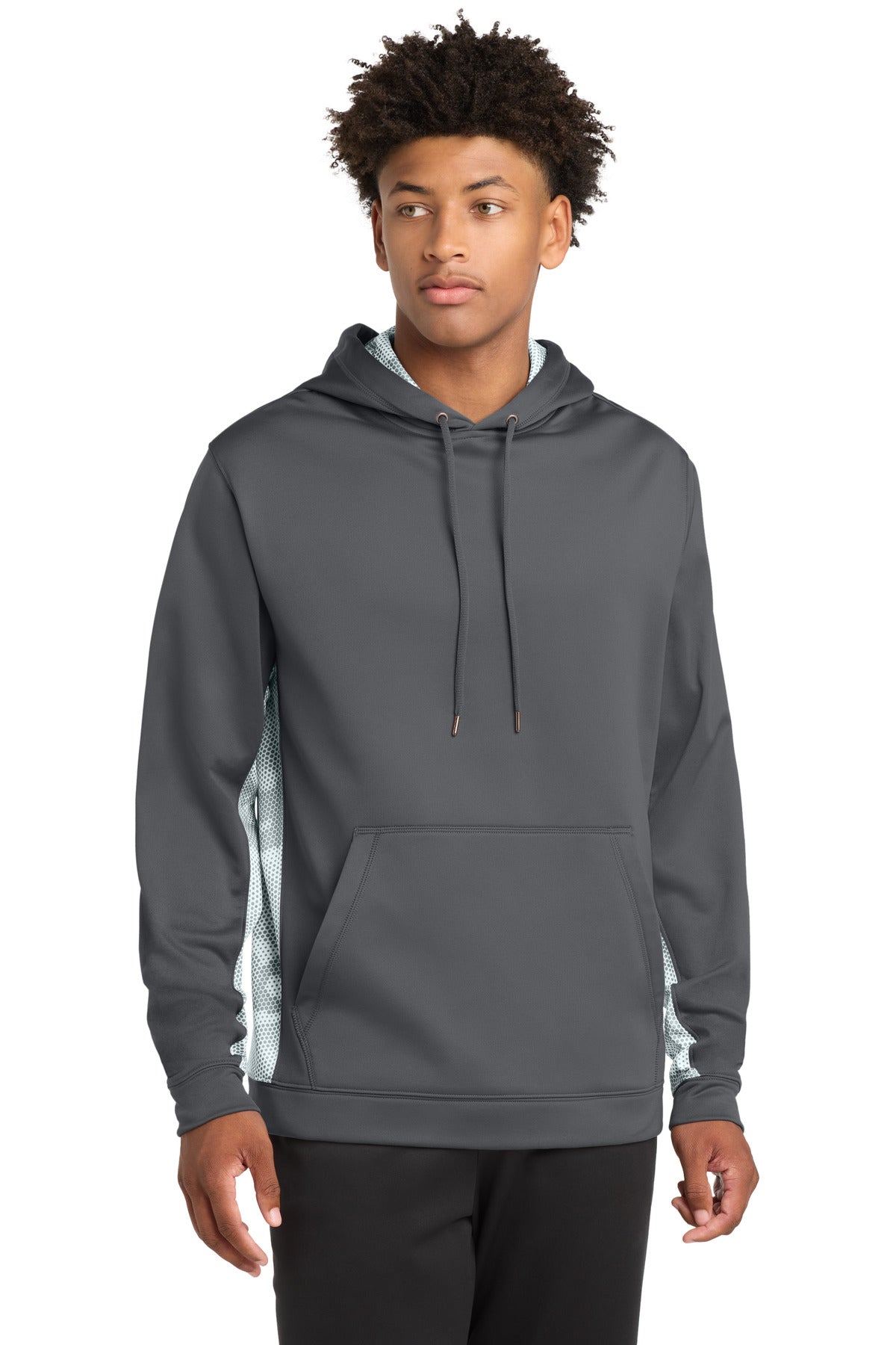 Sport-Tek® Sport-Wick® CamoHex Fleece Colorblock Hooded Pullover. ST239