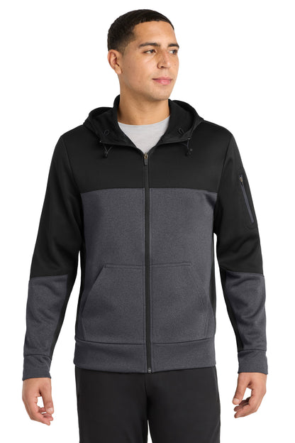 Sport-Tek® Tech Fleece Colorblock Full-Zip Hooded Jacket. ST245