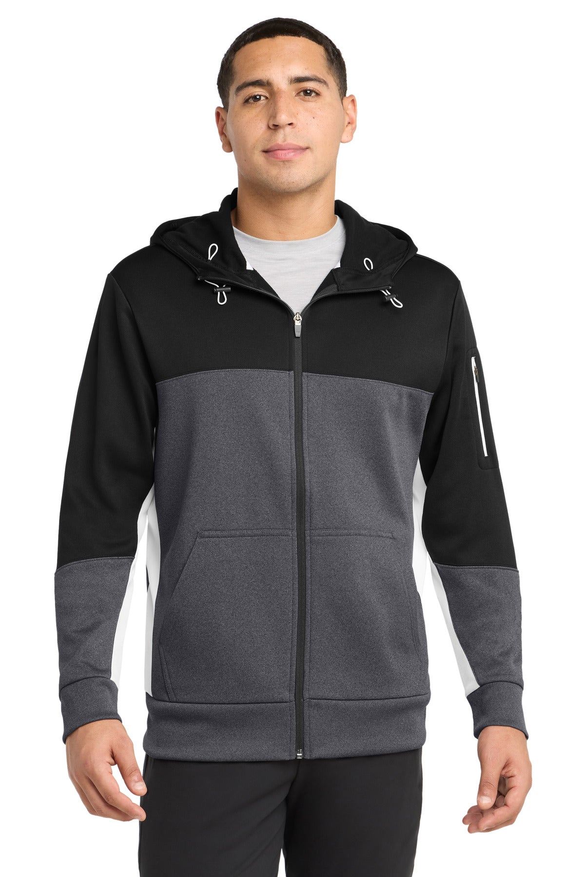 Sport-Tek® Tech Fleece Colorblock Full-Zip Hooded Jacket. ST245