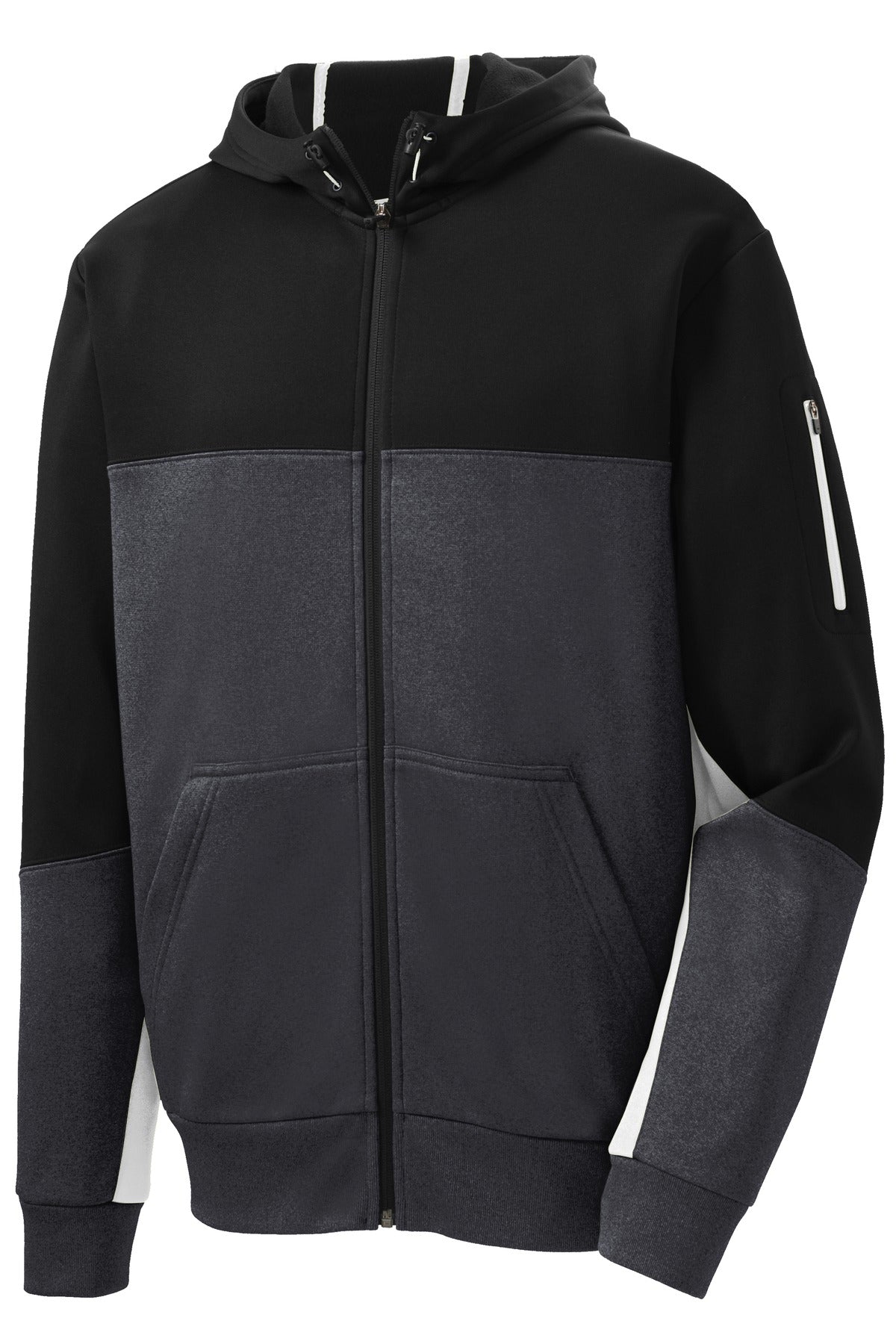 Sport-Tek® Tech Fleece Colorblock Full-Zip Hooded Jacket. ST245 ...