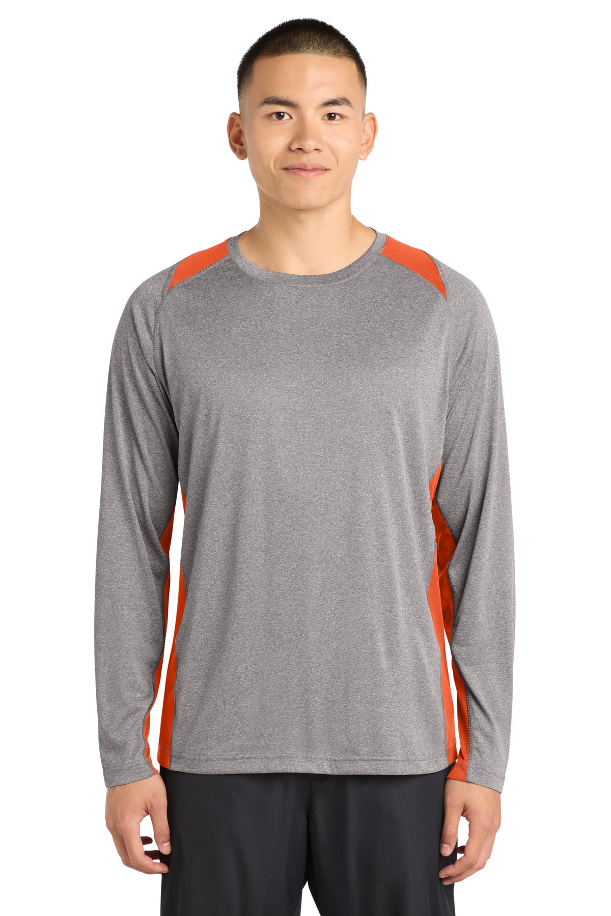 Sport-Tek® Long Sleeve Heather Colorblock Contender™ Tee. ST361LS