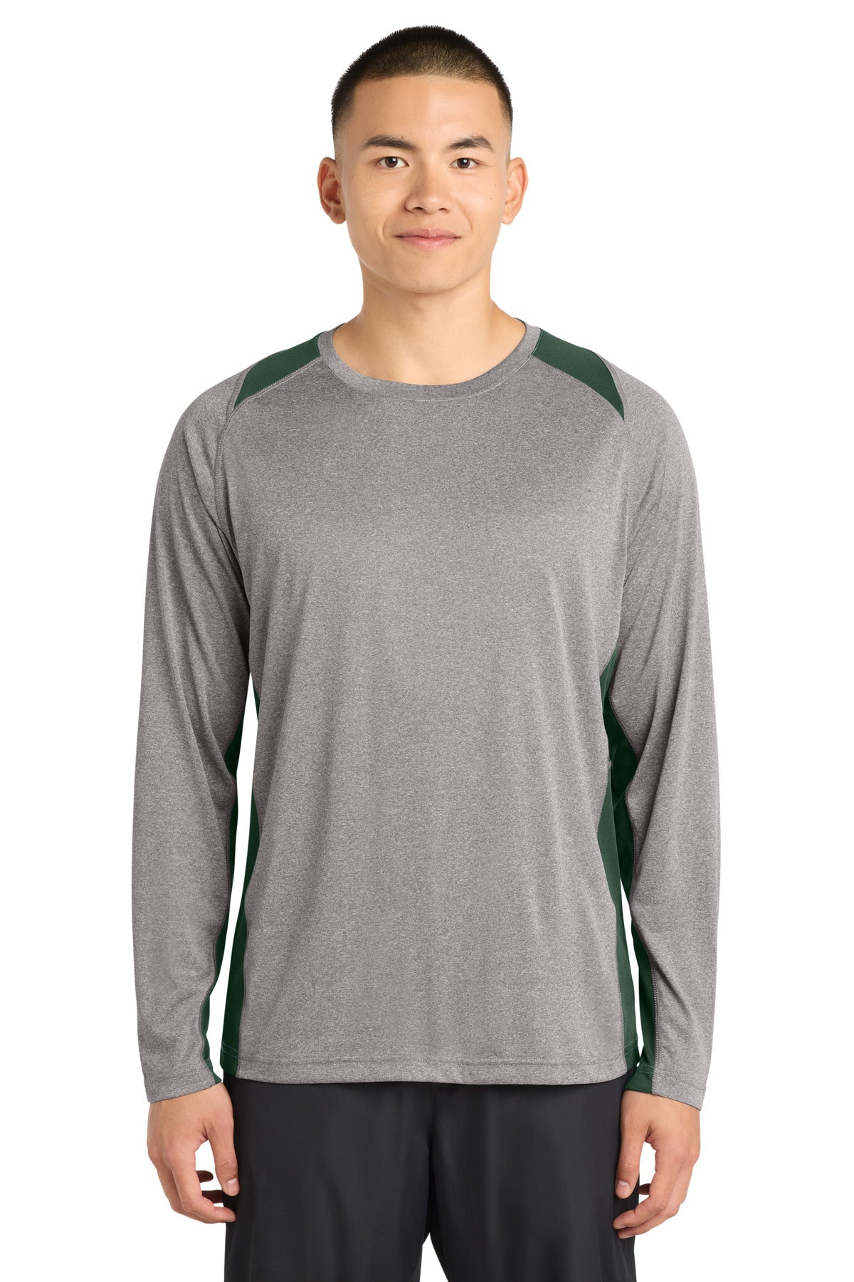 Sport-Tek® Long Sleeve Heather Colorblock Contender™ Tee. ST361LS