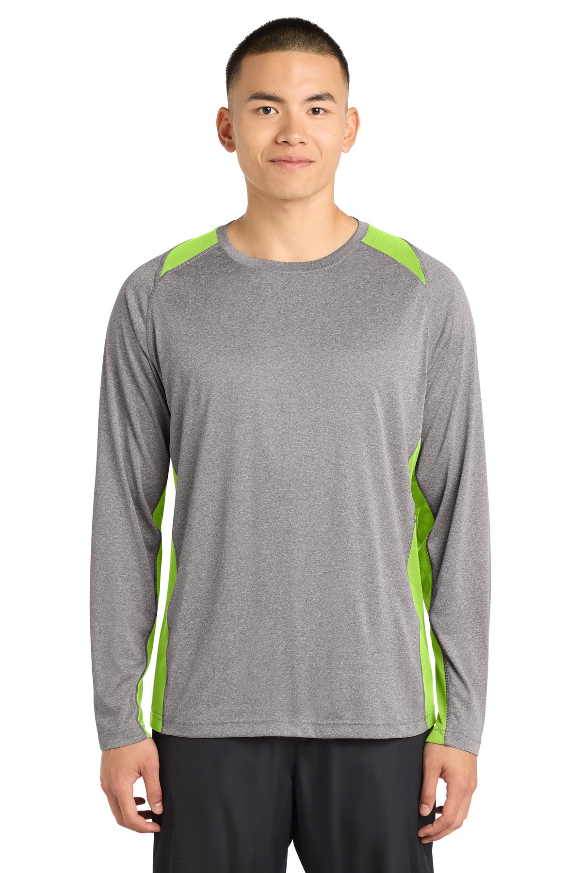 Sport-Tek® Long Sleeve Heather Colorblock Contender™ Tee. ST361LS