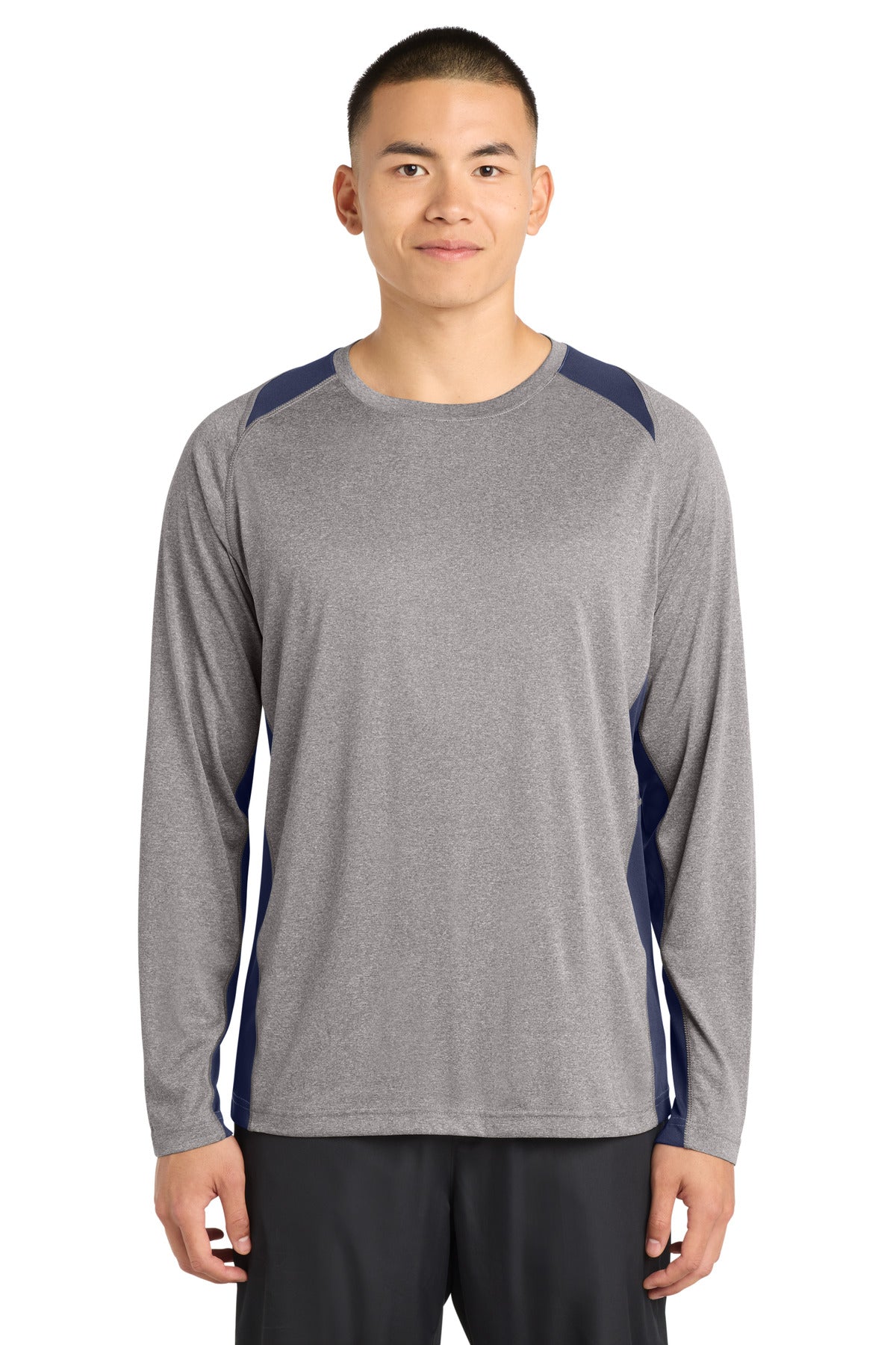 Sport-Tek® Long Sleeve Heather Colorblock Contender™ Tee. ST361LS