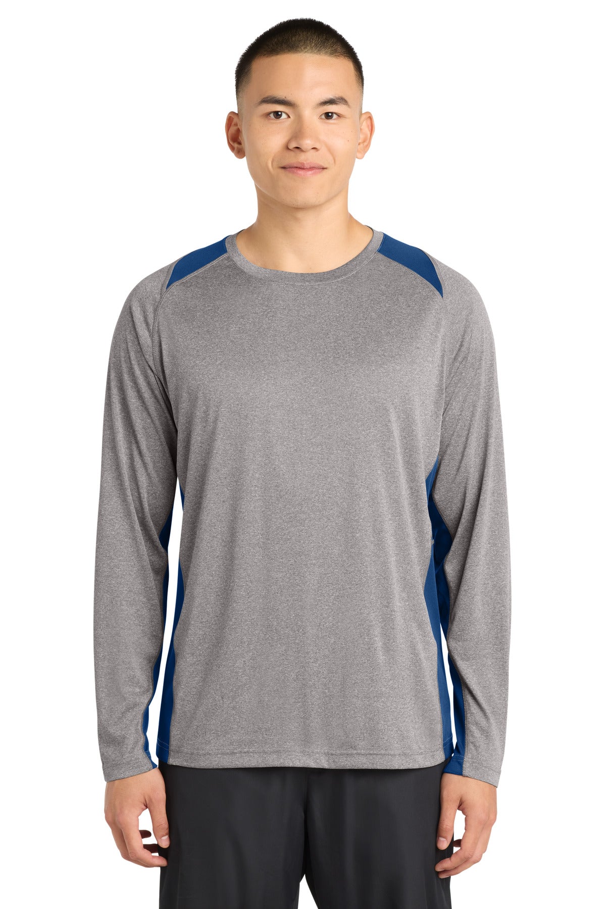 Sport-Tek® Long Sleeve Heather Colorblock Contender™ Tee. ST361LS