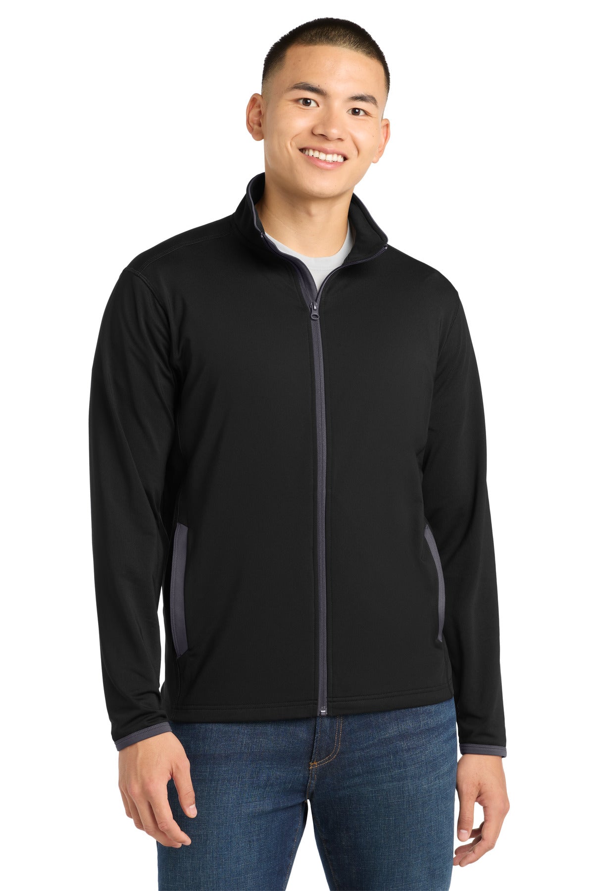 Sport-Tek® Sport-Wick® Stretch Contrast Full-Zip Jacket. ST853