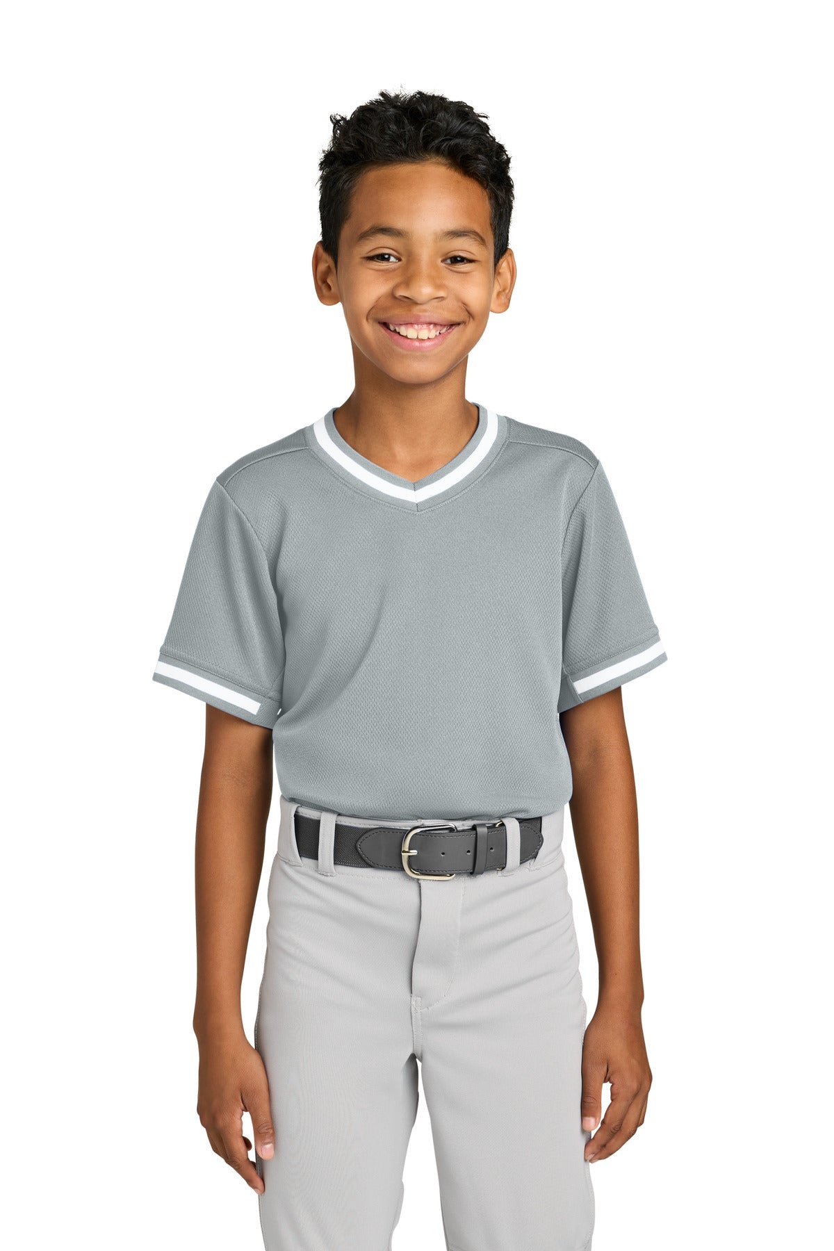 Sport-Tek® Youth Tough Mesh V-Neck Baseball Jersey YST221
