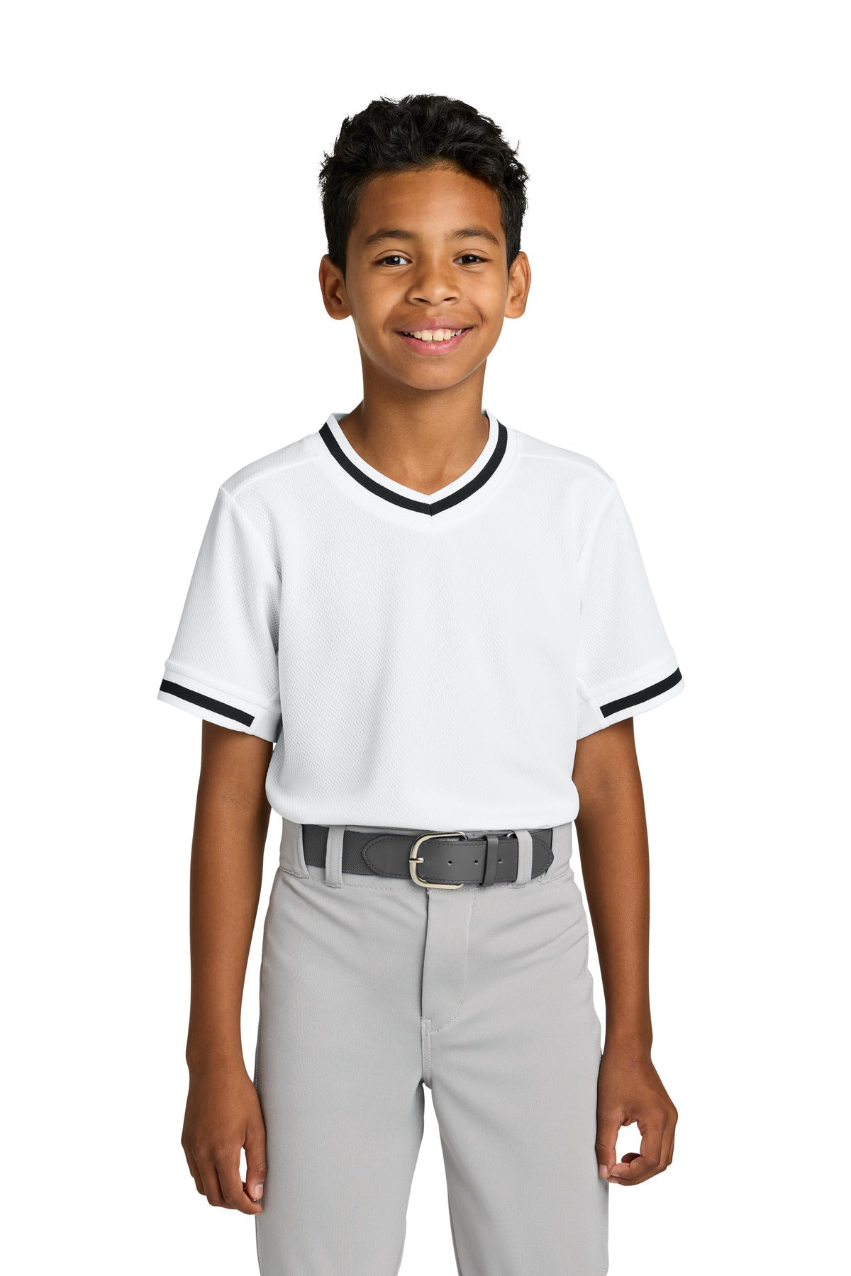 Sport-Tek® Youth Tough Mesh V-Neck Baseball Jersey YST221