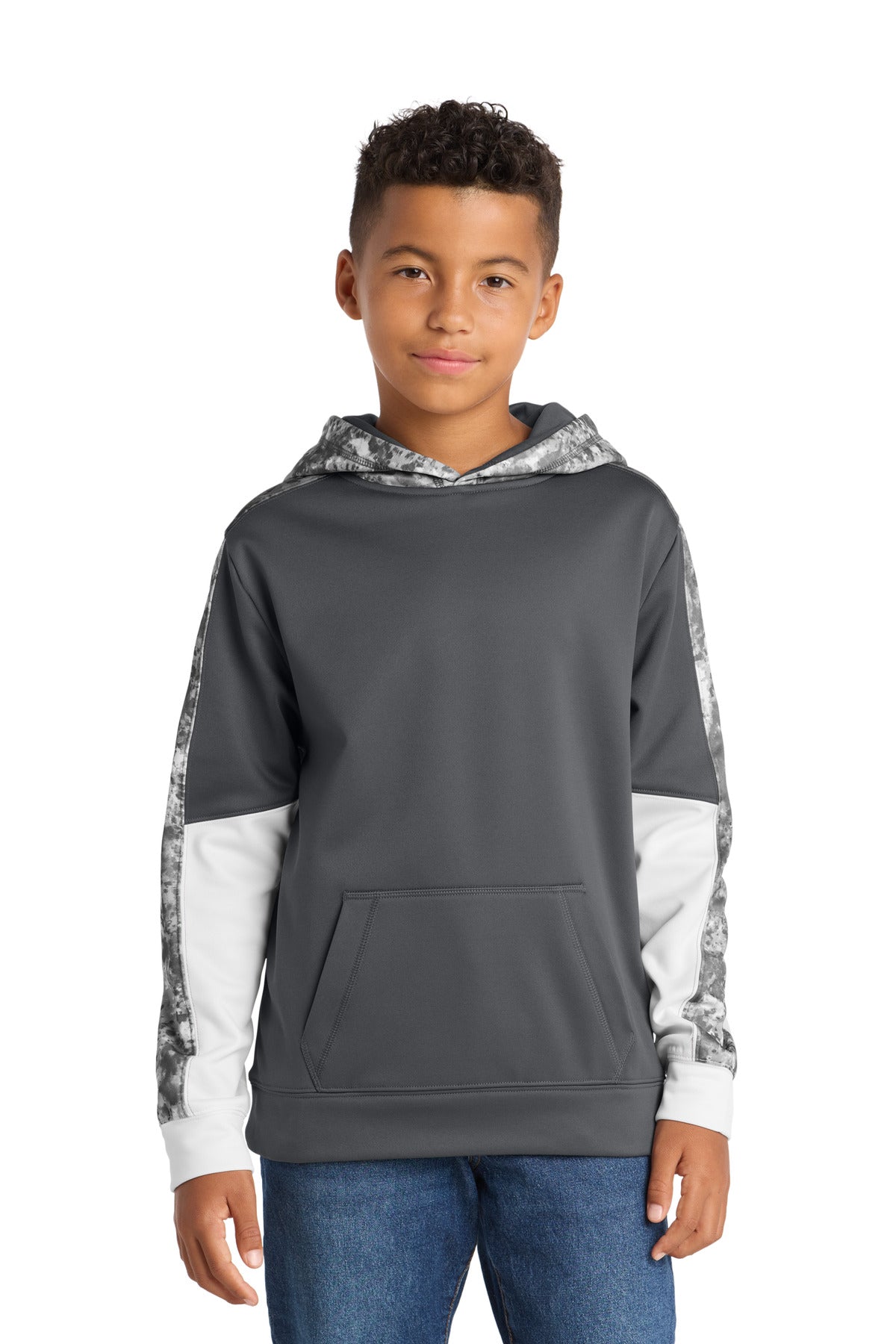 Sport-Tek® Youth Sport-Wick® Mineral Freeze Fleece Colorblock Hooded Pullover. YST231