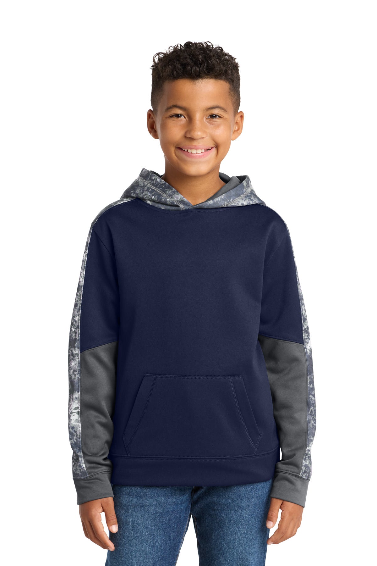 Sport-Tek® Youth Sport-Wick® Mineral Freeze Fleece Colorblock Hooded Pullover. YST231