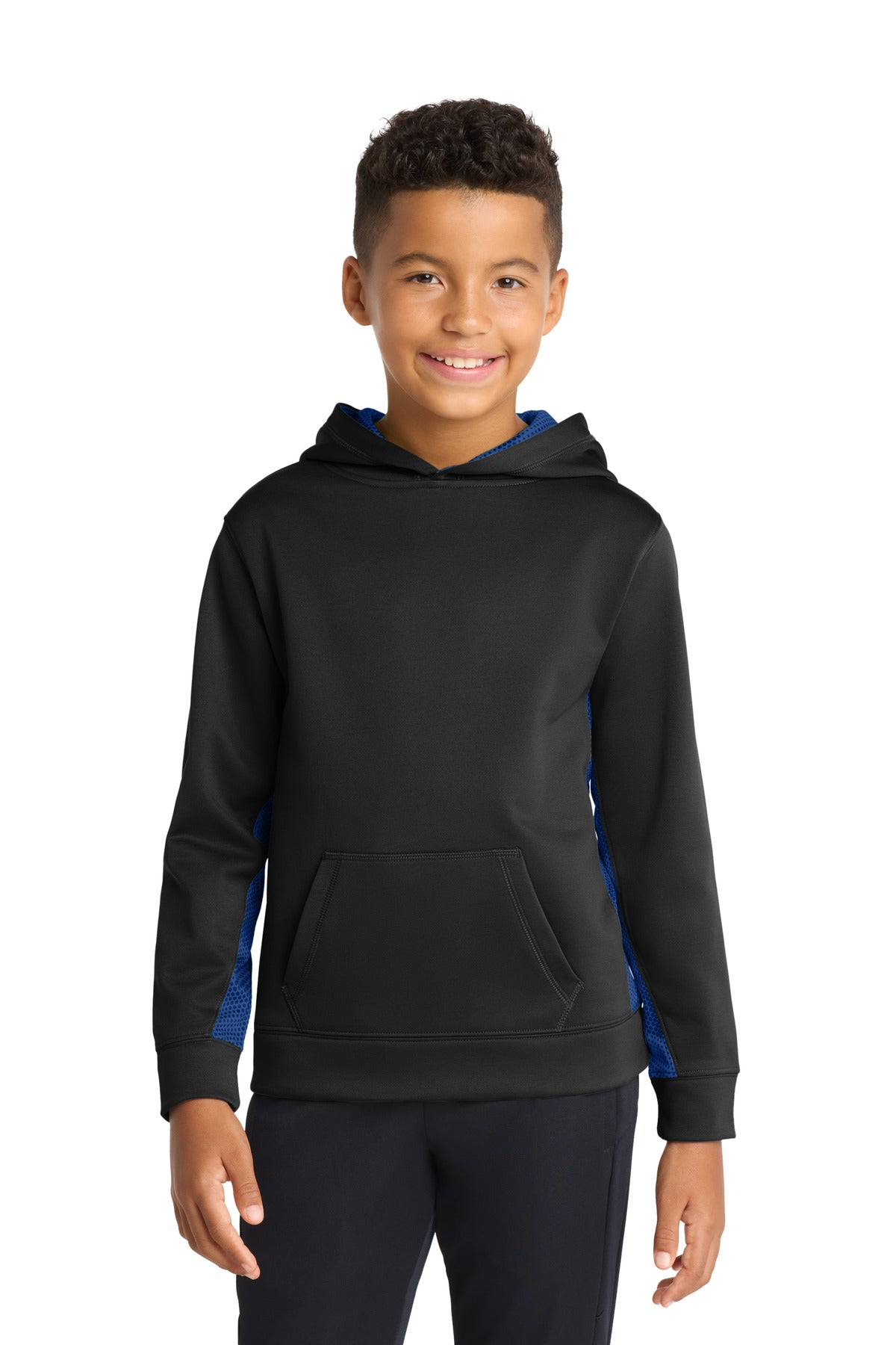 Sport-Tek® Youth Sport-Wick® CamoHex Fleece Colorblock Hooded