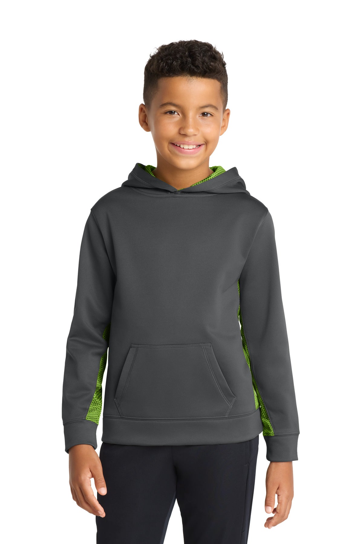 Sport-Tek® Youth Sport-Wick® CamoHex Fleece Colorblock Hooded