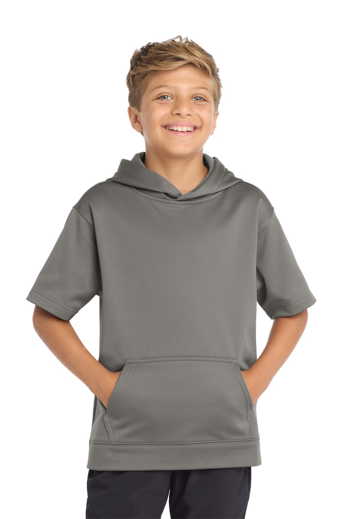 Sport-Tek ® Youth Sport-Wick ® Fleece Short Sleeve Hooded Pullover. YST251