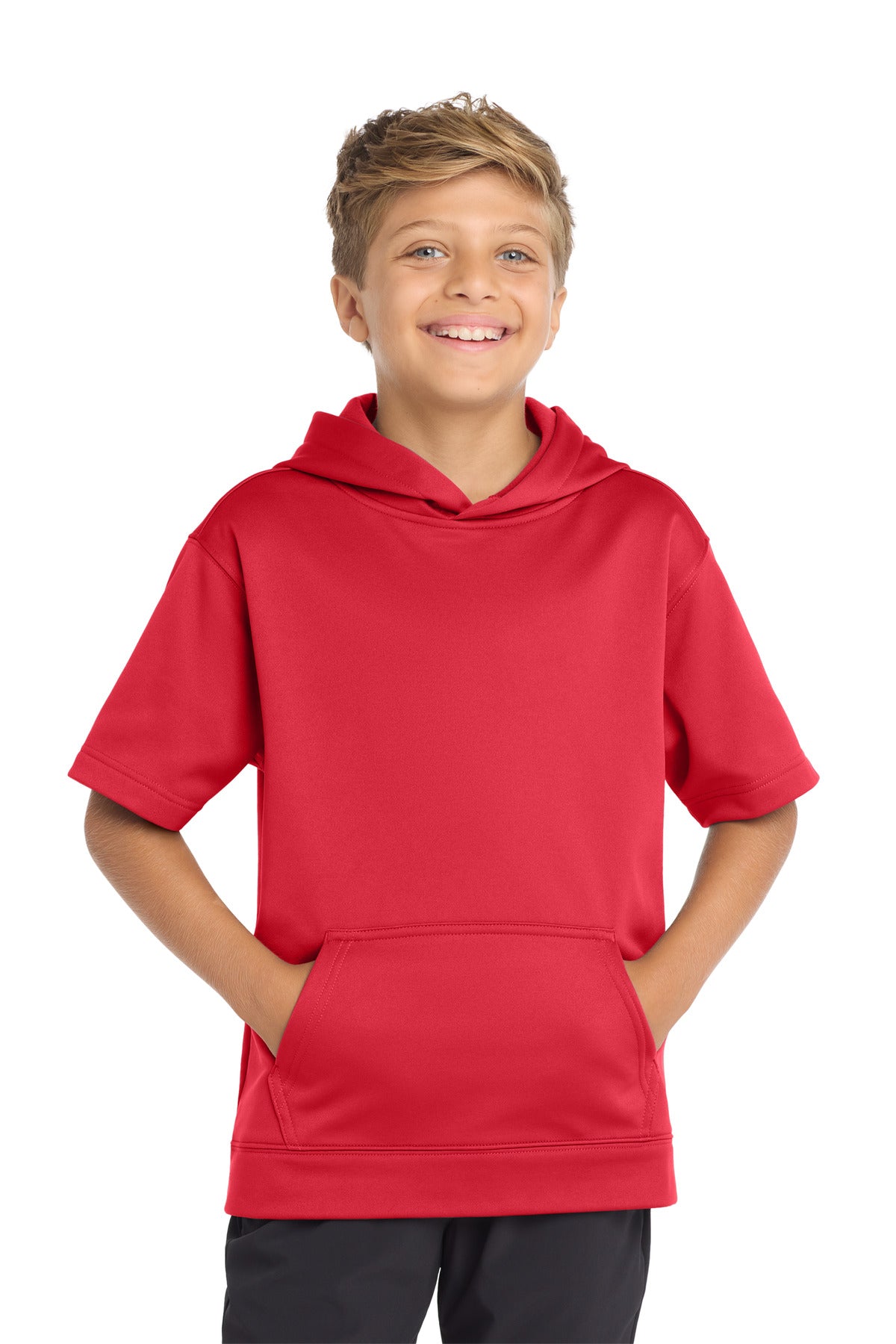 Sport-Tek ® Youth Sport-Wick ® Fleece Short Sleeve Hooded Pullover. YST251