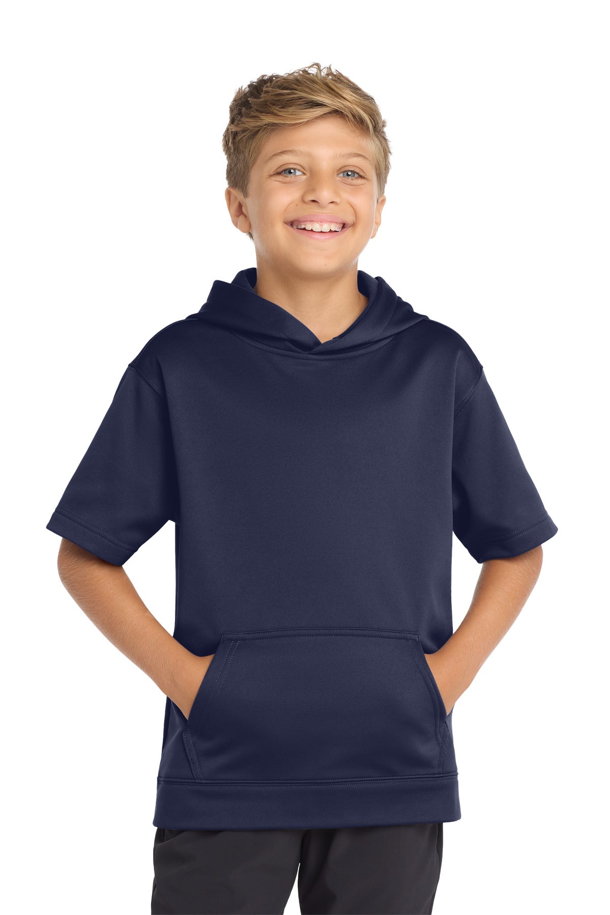 Sport-Tek ® Youth Sport-Wick ® Fleece Short Sleeve Hooded Pullover. YST251