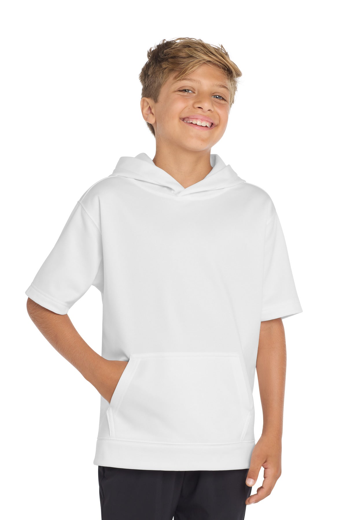 Sport-Tek ® Youth Sport-Wick ® Fleece Short Sleeve Hooded Pullover. YST251