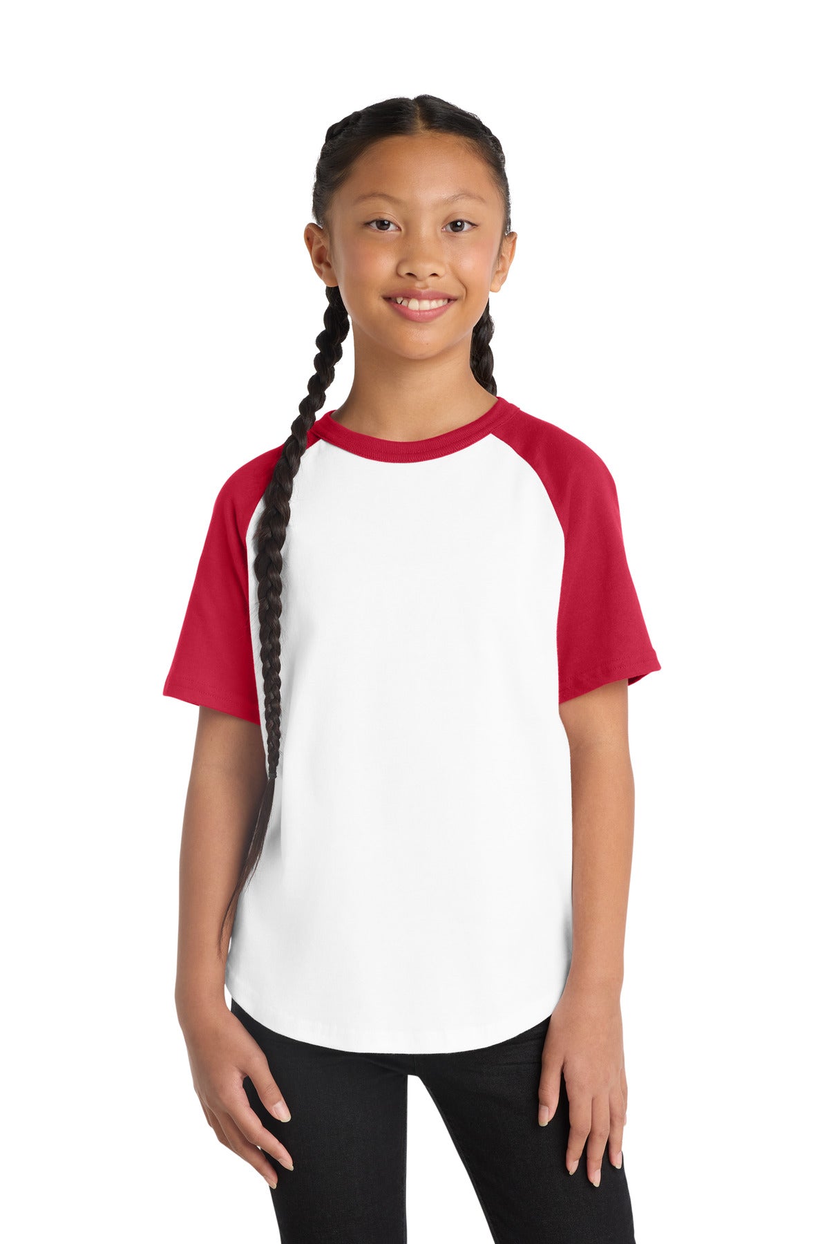 Sport-Tek® Youth Short Sleeve Colorblock Raglan Jersey. YT201