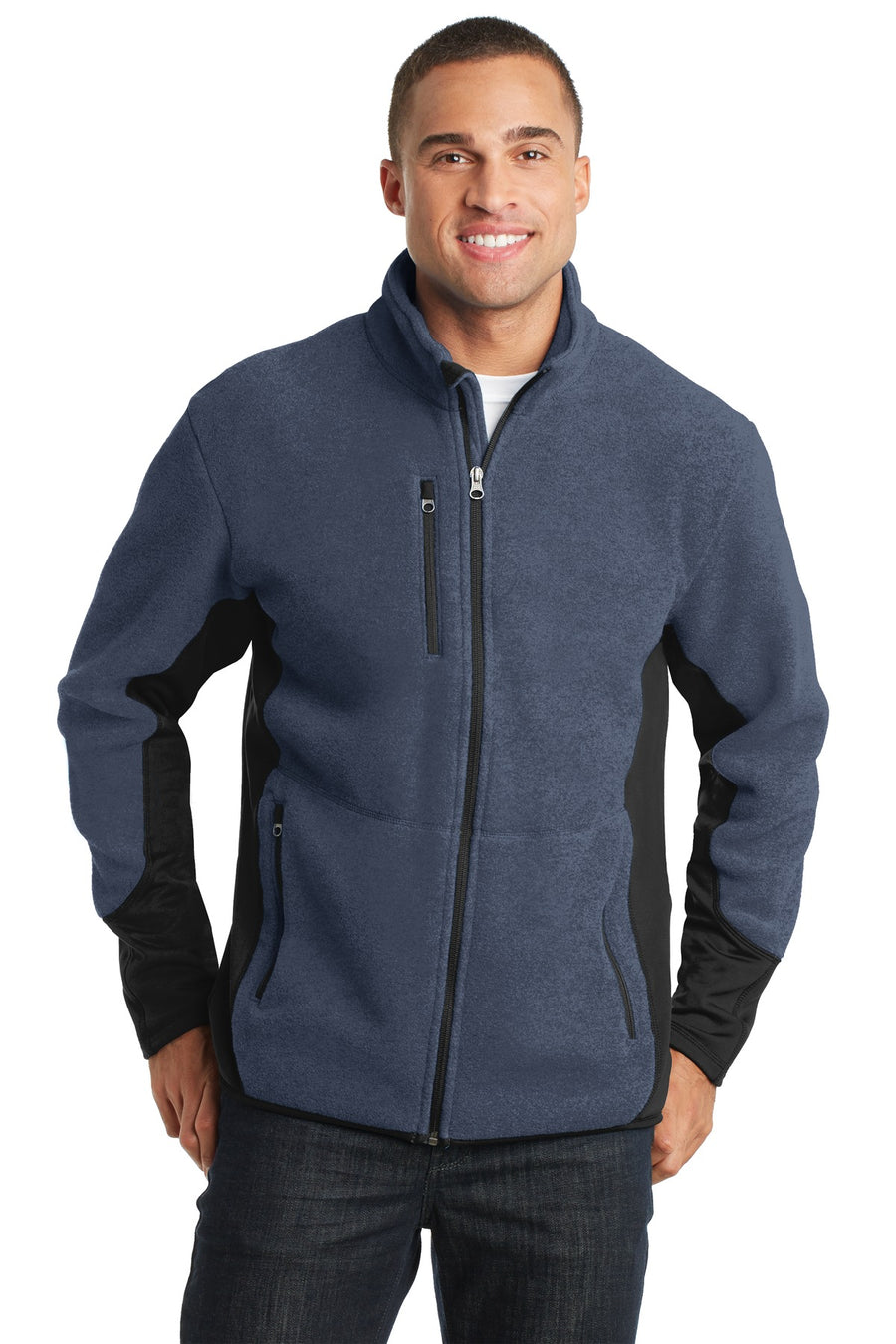 F227-Navy Heather/ Black-front_model