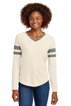 Sport-Tek® Ladies Halftime Stripe Long Sleeve V-Neck Tee LST6043