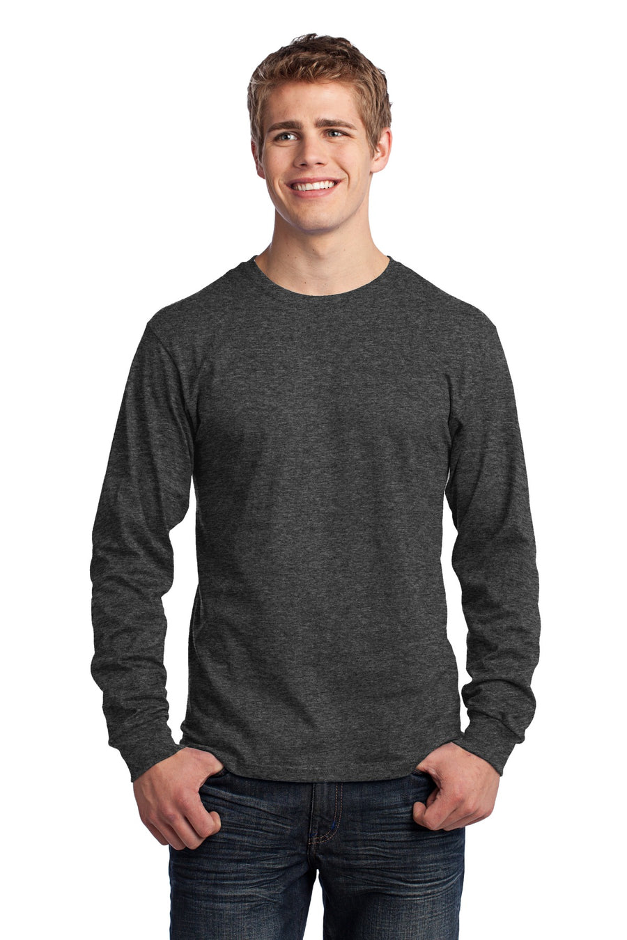 PC54LS-Dark Heather Grey-front_model