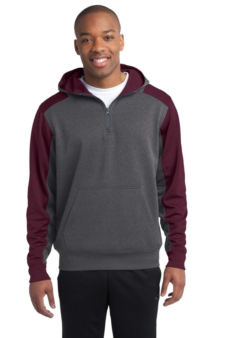 ST249-Graphite Heather/ Maroon-front_model